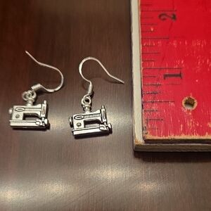 Silver Sewing Machine Earrings